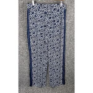 Nic+Zoe Etched Angles Pant Women's Wide Leg Indigo Blue White Sz 10 New